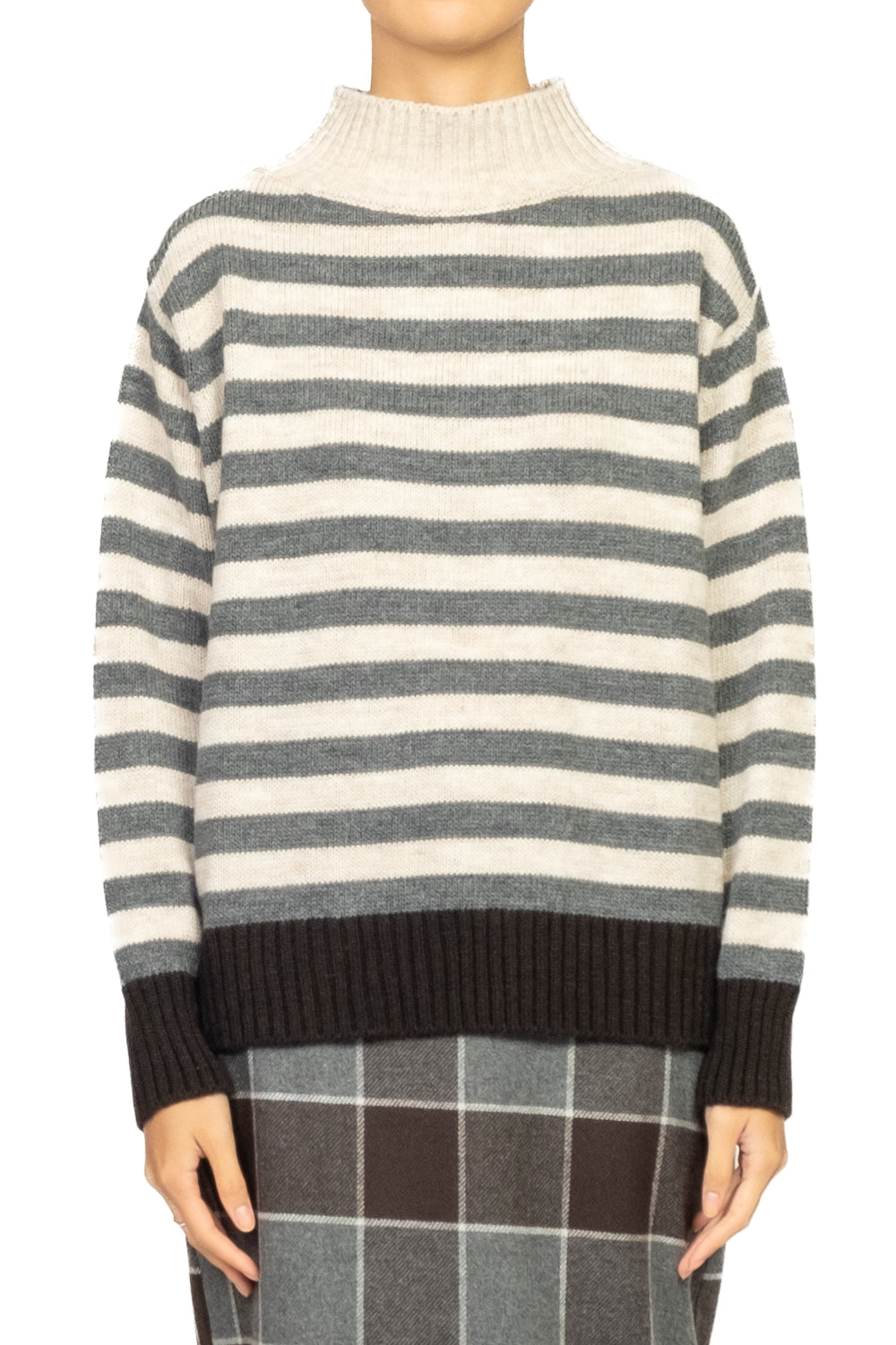 Tensione In - Maglia mezzo collo rigata Art. D82016