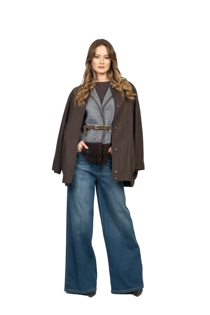 Tensione In - Gilet a quadretti con frange Art. 38059