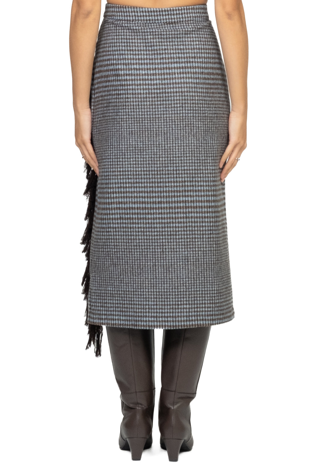 Tensione In - Gonna portafoglio quadretti con frange Art. 38044