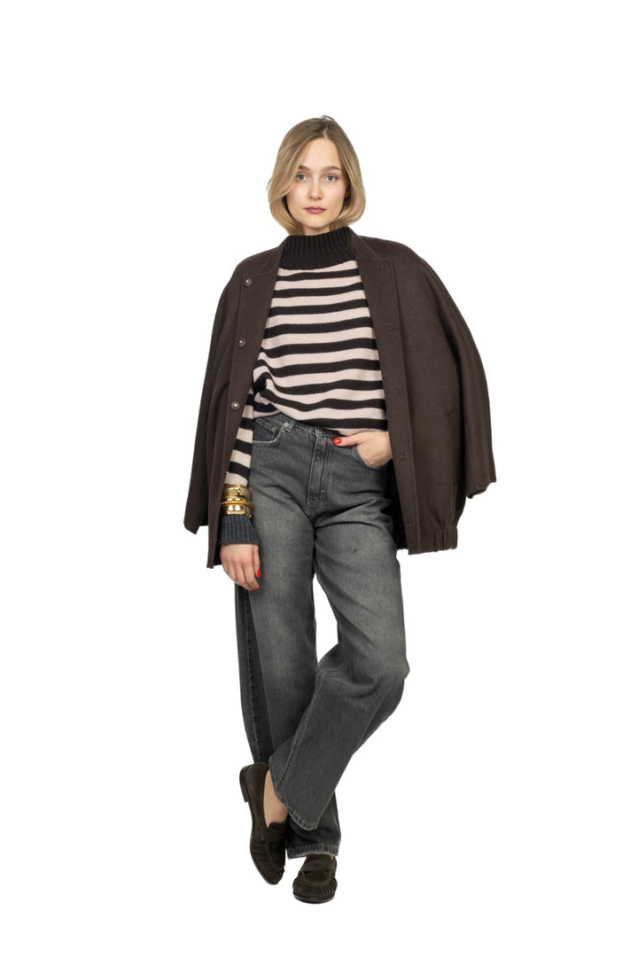 Tensione In - Maglia mezzo collo rigata Art. D82016