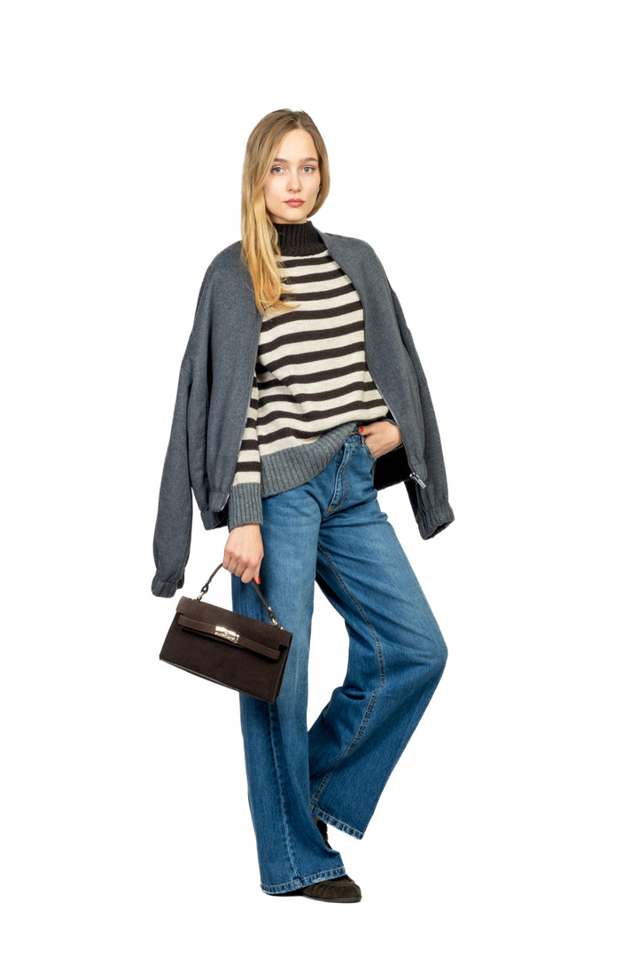 Tensione In - Maglia mezzo collo rigata Art. D82016