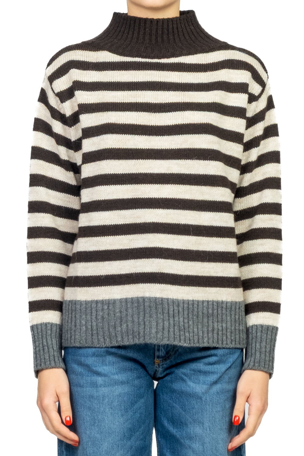 Tensione In - Maglia mezzo collo rigata Art. D82016