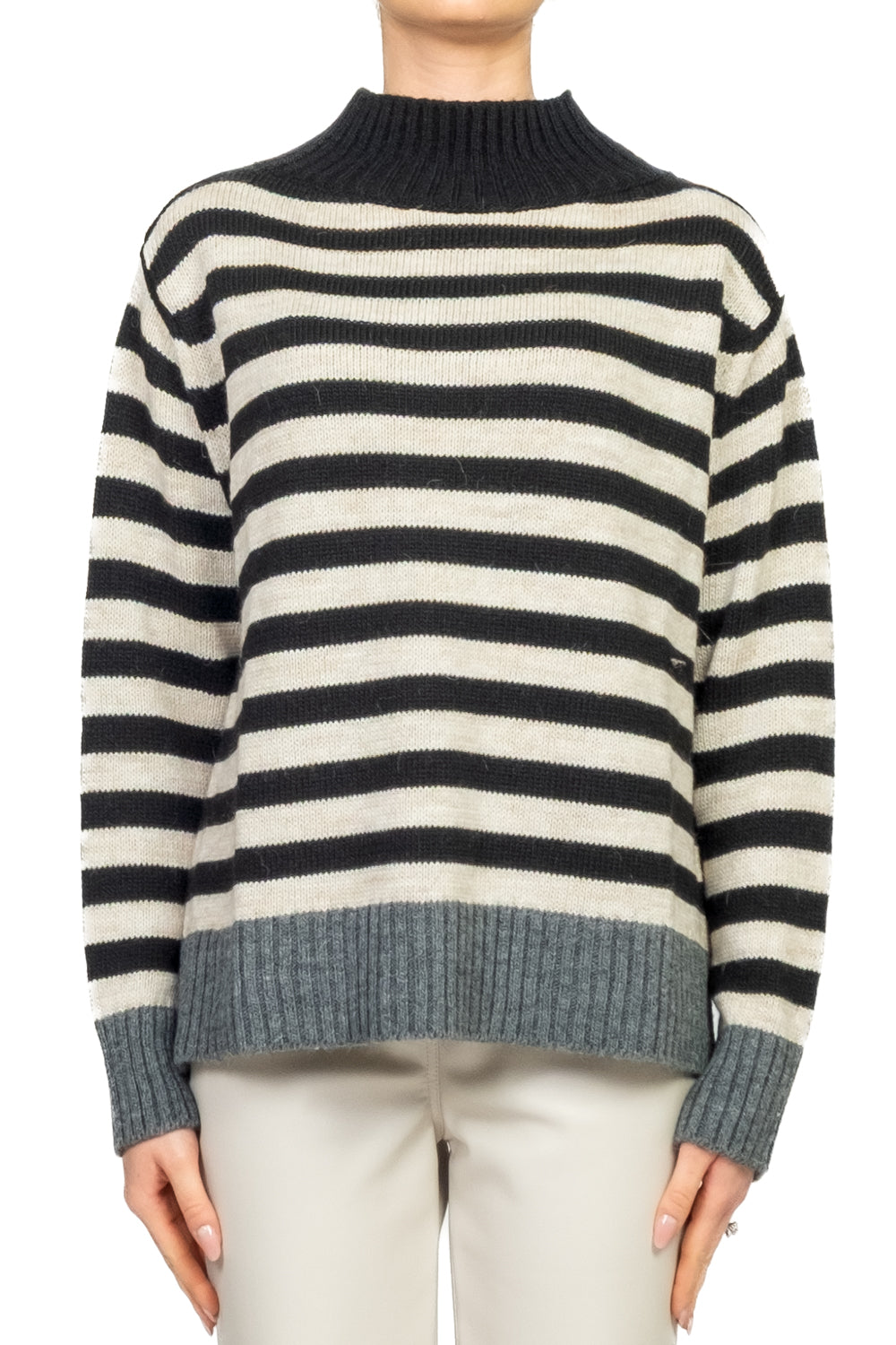 Tensione In - Maglia mezzo collo rigata Art. D82016