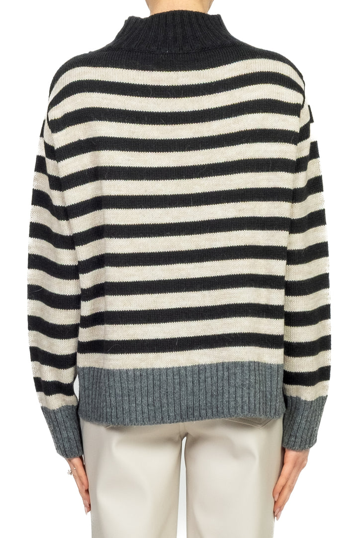 Tensione In - Maglia mezzo collo rigata Art. D82016