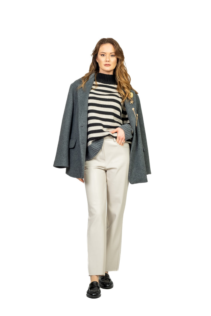 Tensione In - Maglia mezzo collo rigata Art. D82016