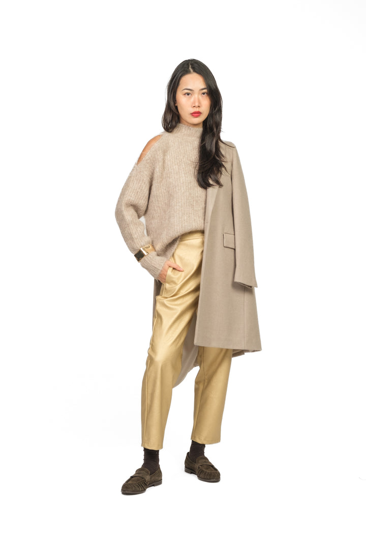 Vicolo - Pantalone carrot ecopelle laminato Art. TF2037