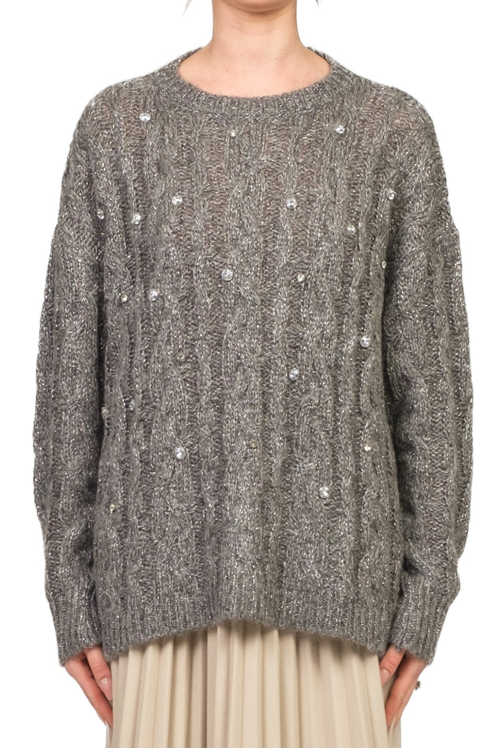 Vicolo - Maglia trecce filo lurex con applicazioni Art. 33068F