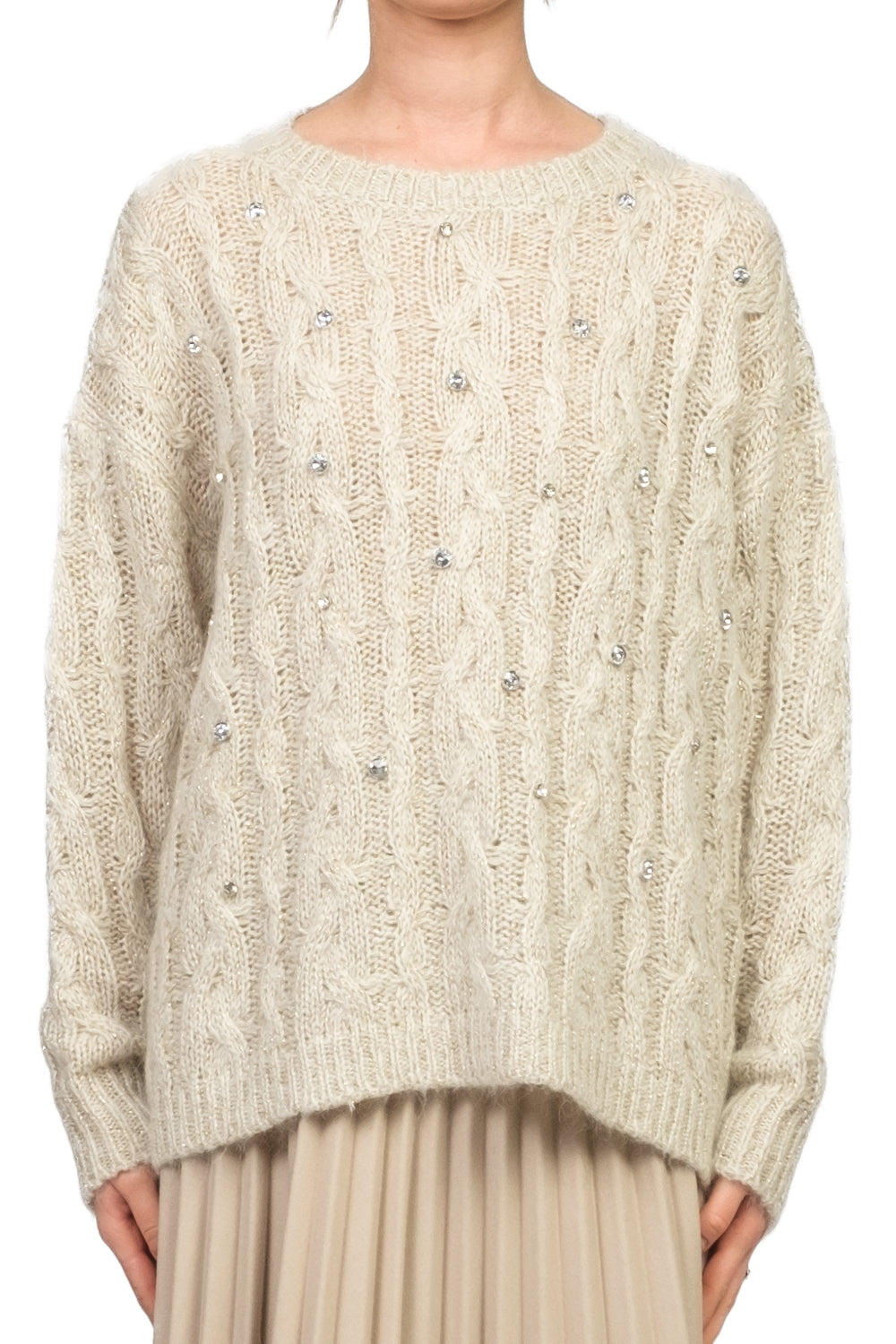 Vicolo - Maglia trecce filo lurex con applicazioni Art. 33068F