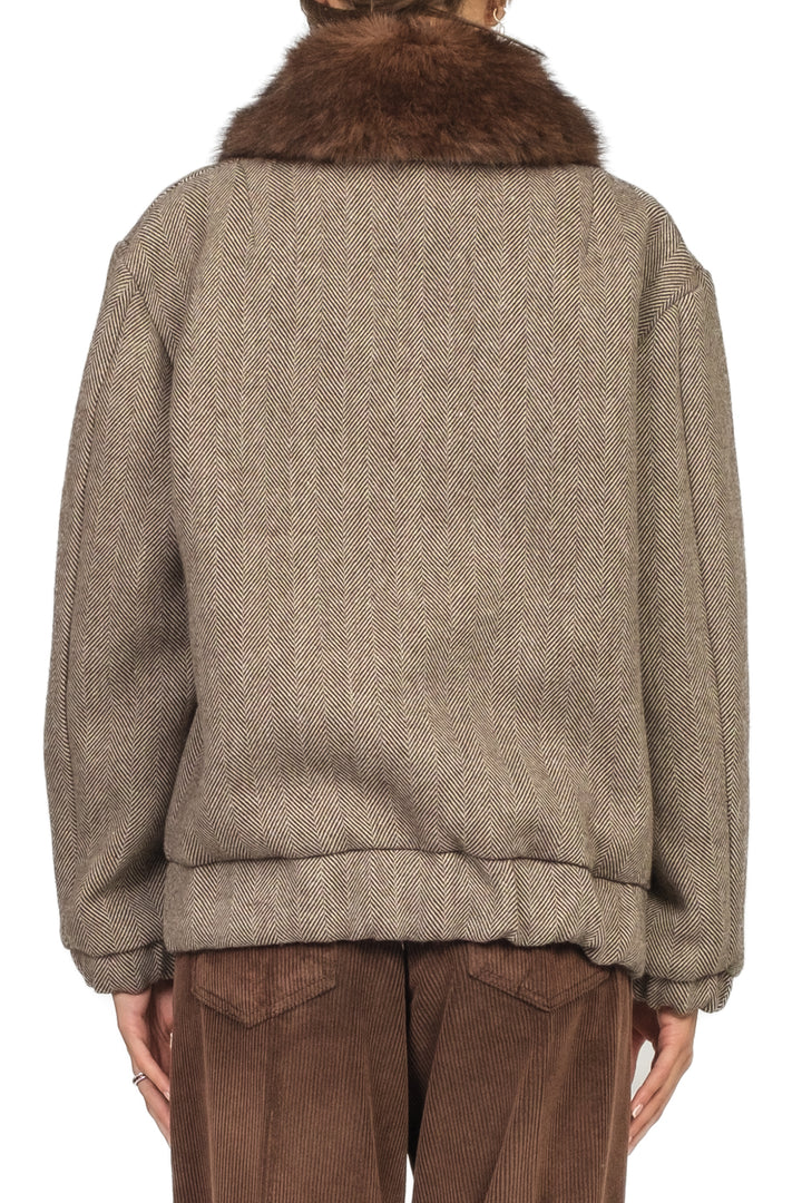 Tensione In - Bomber spigato con collo eco pelliccia Art. PR263