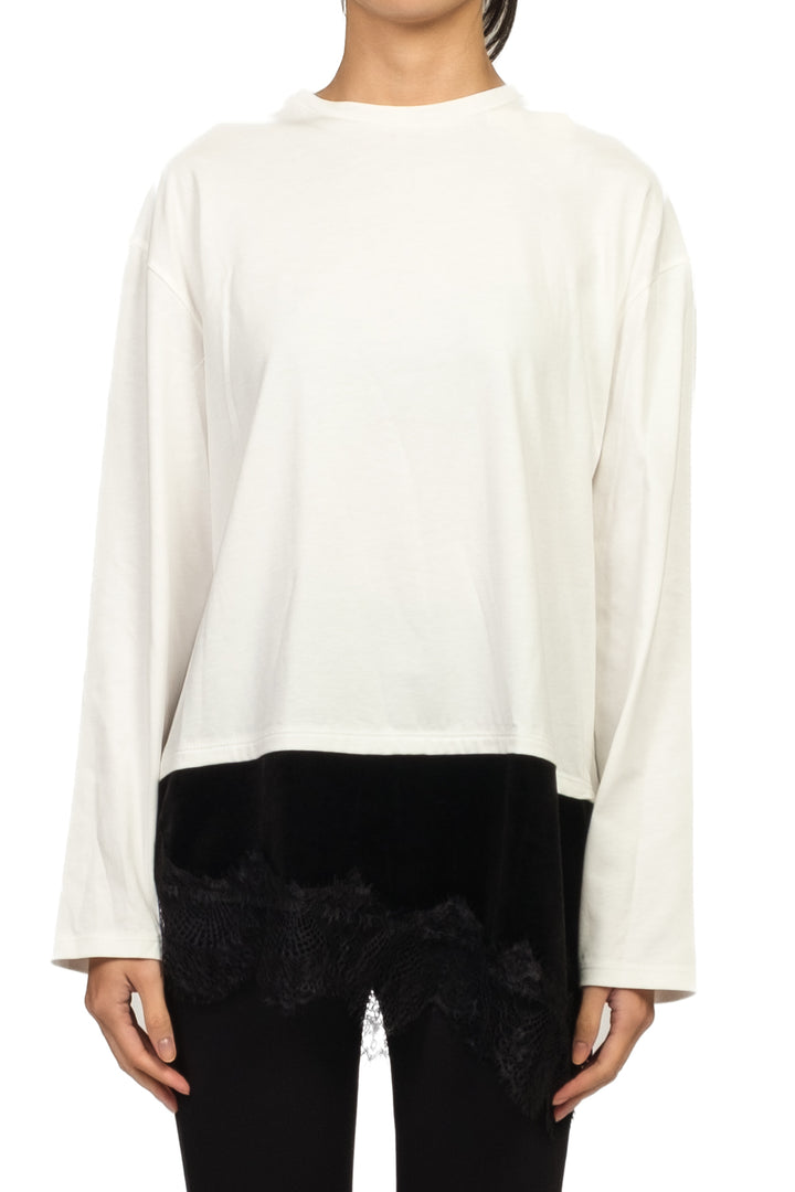 Tensione In - T-shirt con inserto in velluto e pizzo Art. FW250101