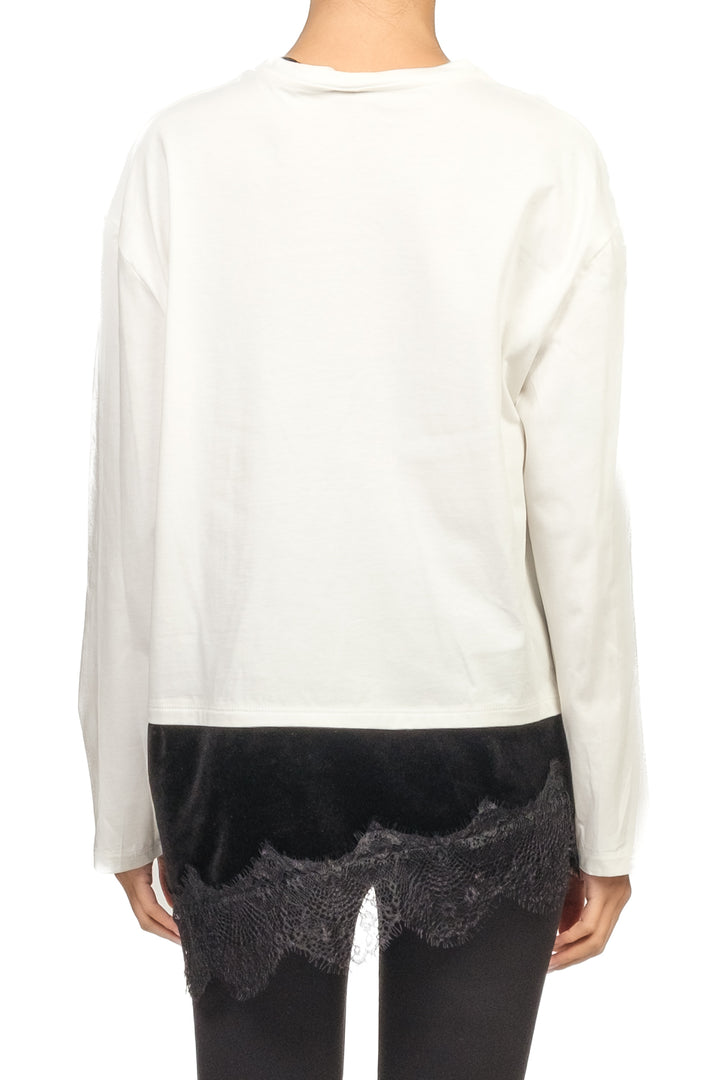 Tensione In - T-shirt con inserto in velluto e pizzo Art. FW250101