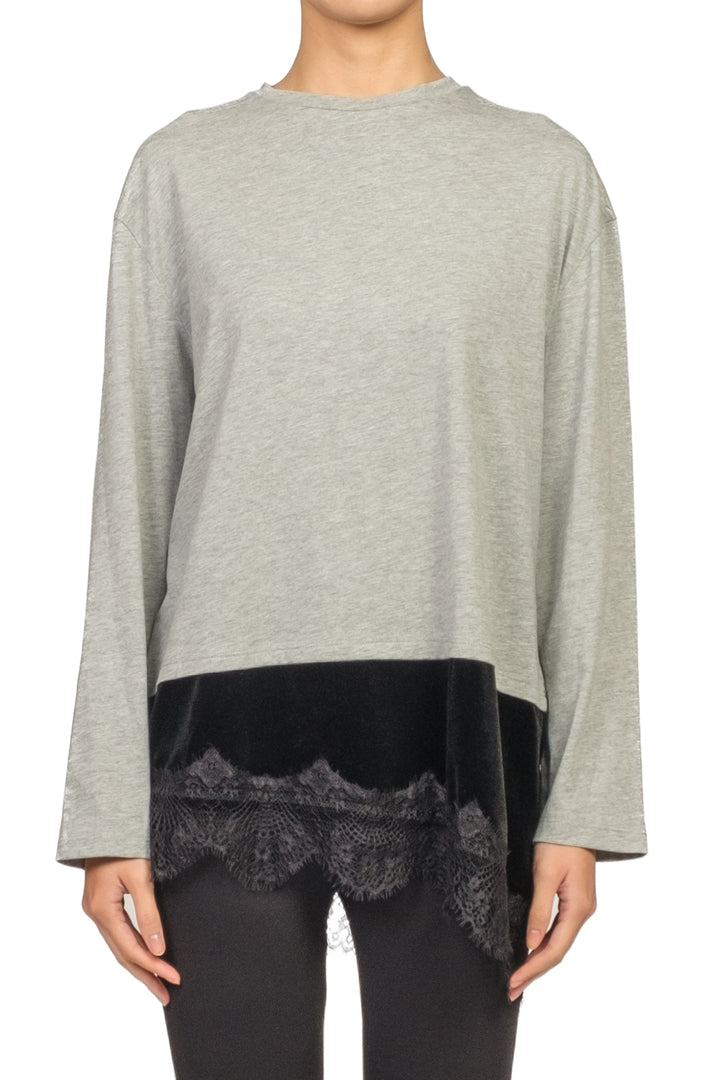 Tensione In - T-shirt con inserto in velluto e pizzo Art. FW250101