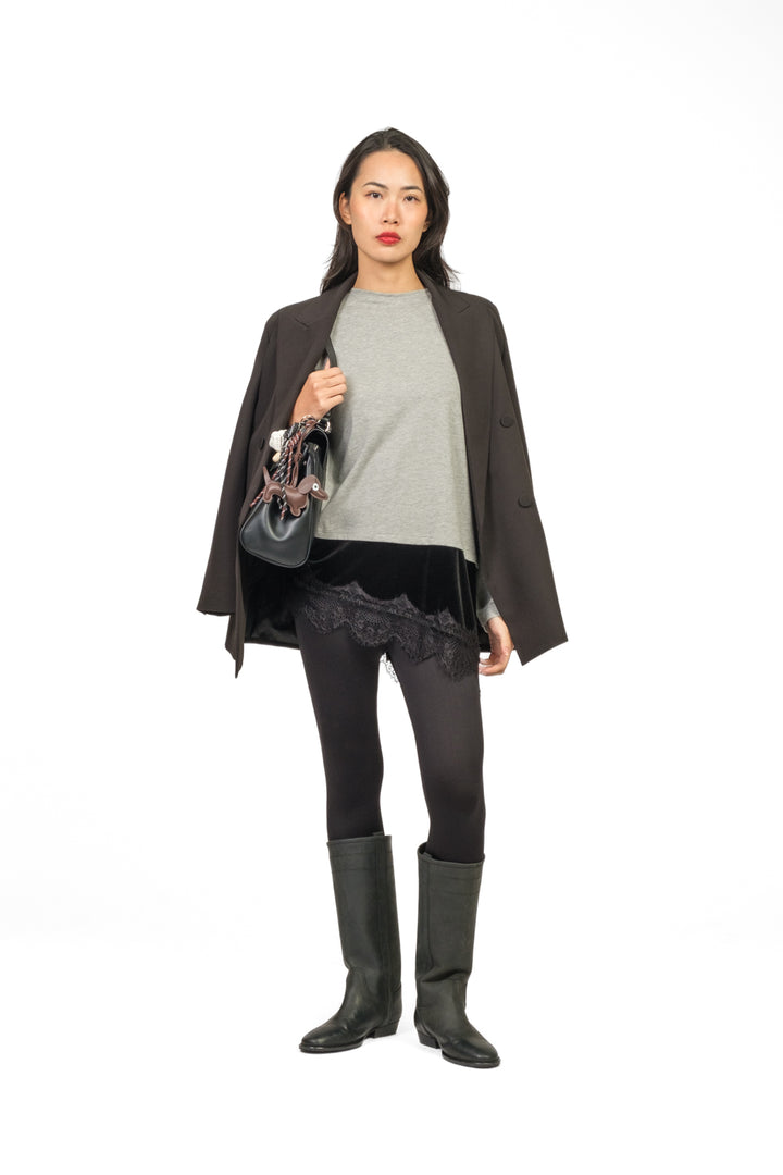 Tensione In - T-shirt con inserto in velluto e pizzo Art. FW250101