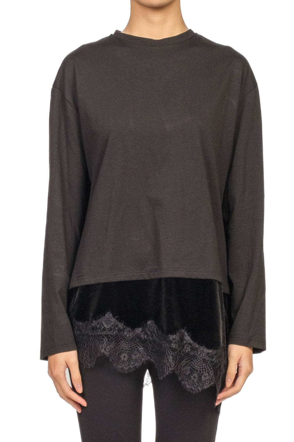 Tensione In - T-shirt con inserto in velluto e pizzo Art. FW250101