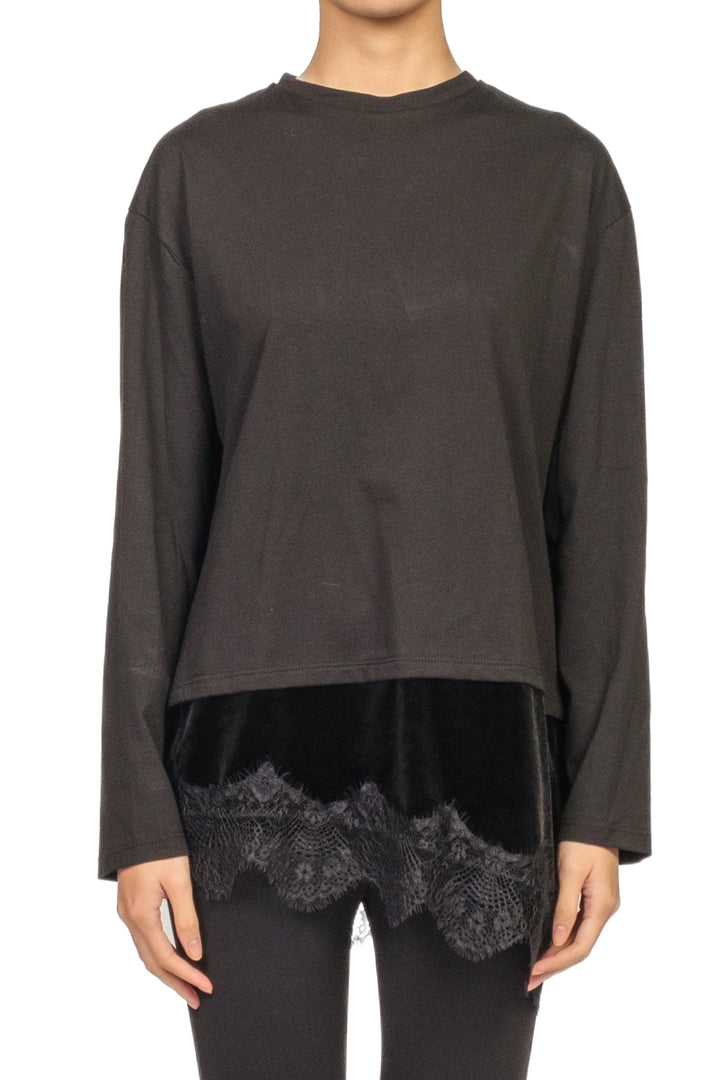 Tensione In - T-shirt con inserto in velluto e pizzo Art. FW250101