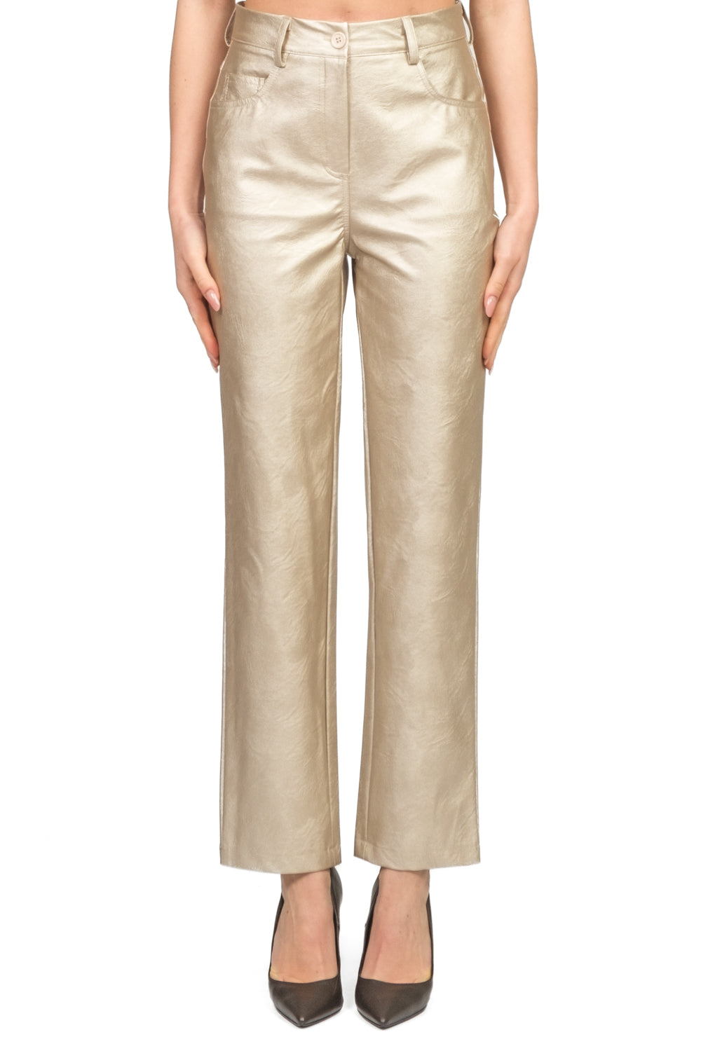 Tensione In - Pantalone dritto ecopelle laminato Art. 225092-1