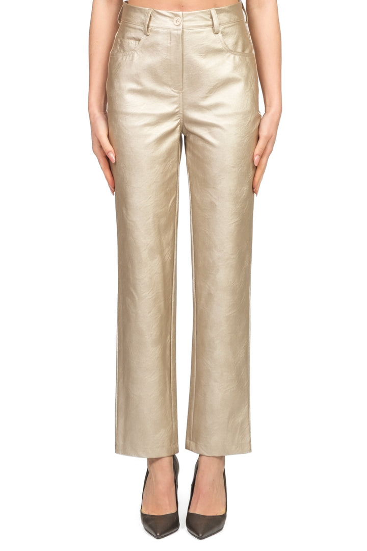 Tensione In - Pantalone dritto ecopelle laminato Art. 225092-1