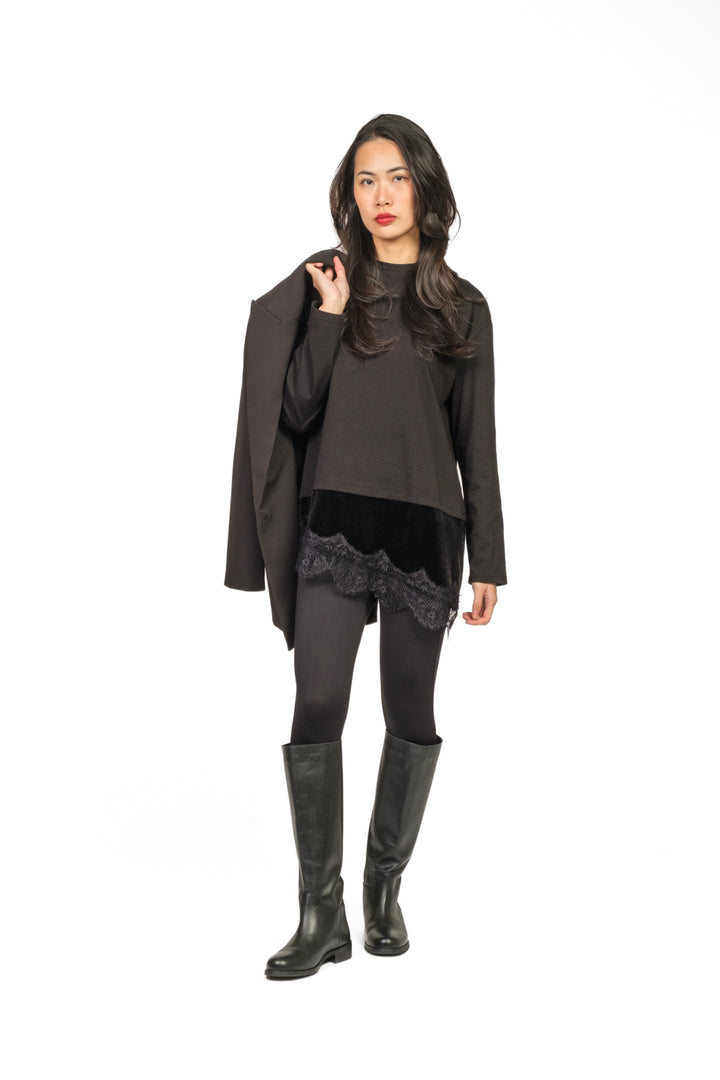 Tensione In - T-shirt con inserto in velluto e pizzo Art. FW250101