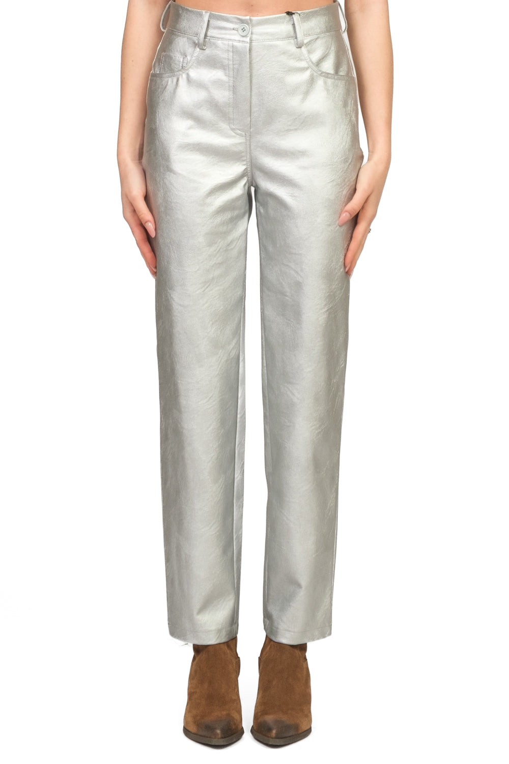 Tensione In - Pantalone dritto ecopelle laminato Art. 225092-1