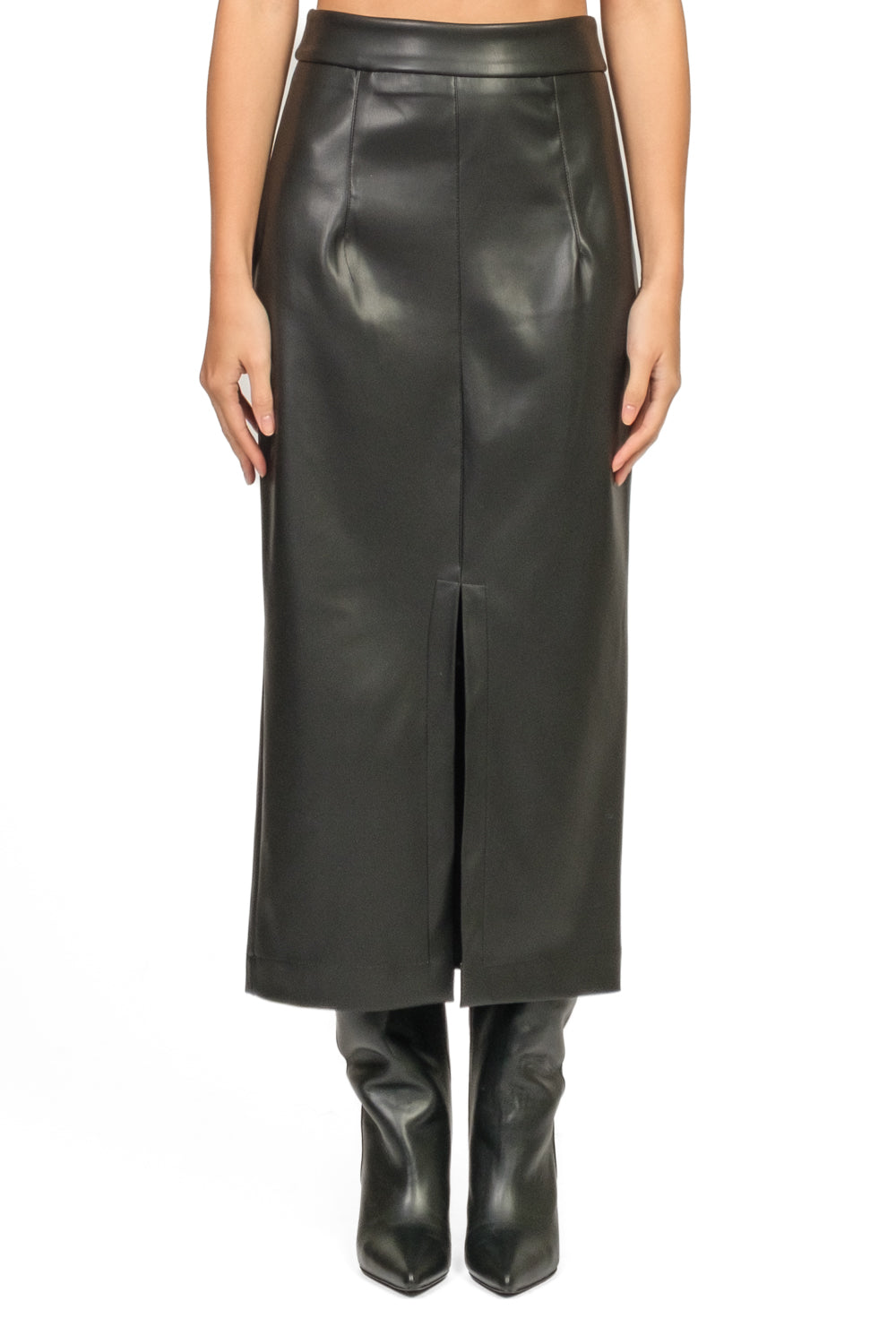 Tensione In - Gonna longuette in ecopelle con spacco frontale Art. 26G1648