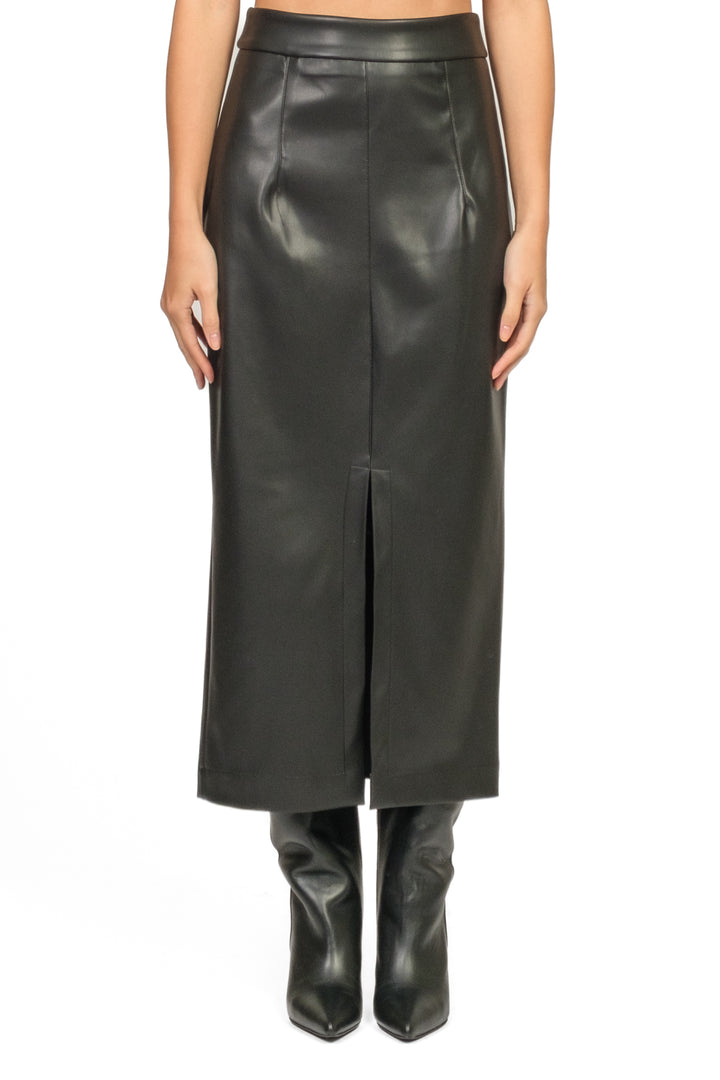 Tensione In - Gonna longuette in ecopelle con spacco frontale Art. 26G1648