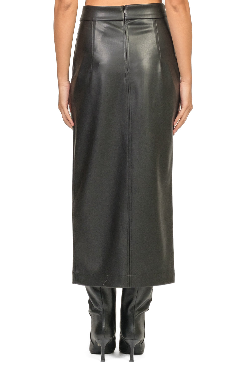 Tensione In - Gonna longuette in ecopelle con spacco frontale Art. 26G1648