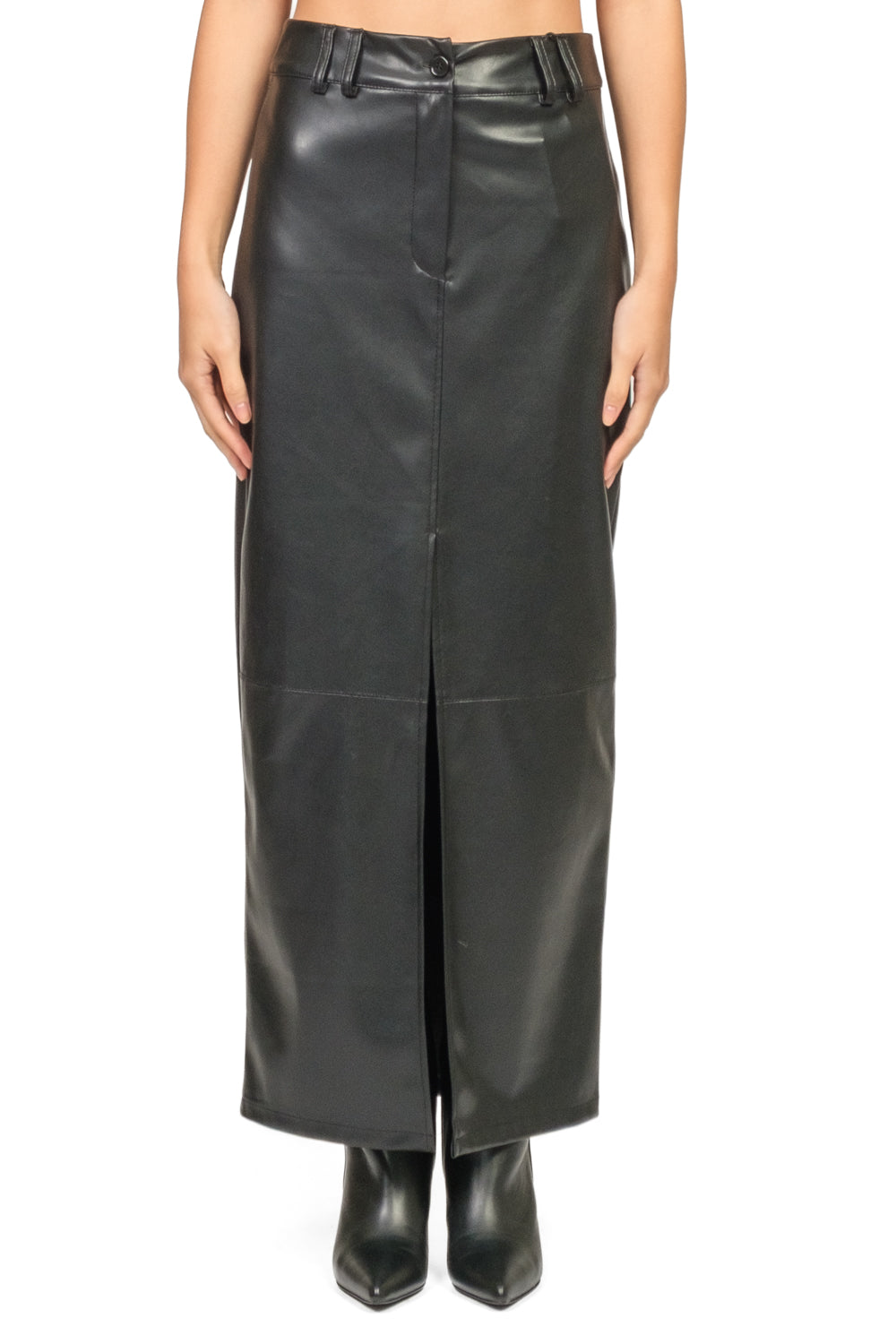 Tensione In - Gonna longuette in ecopelle con spacco frontale Art. 26G1648