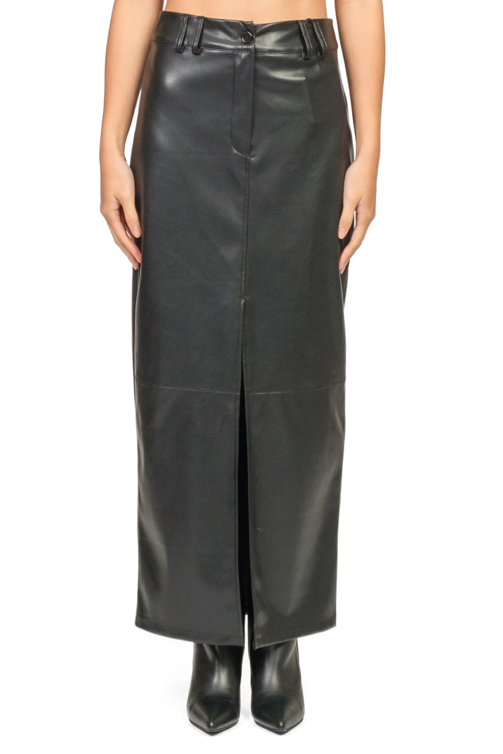 Tensione In - Gonna longuette in ecopelle con spacco frontale Art. 26G1648