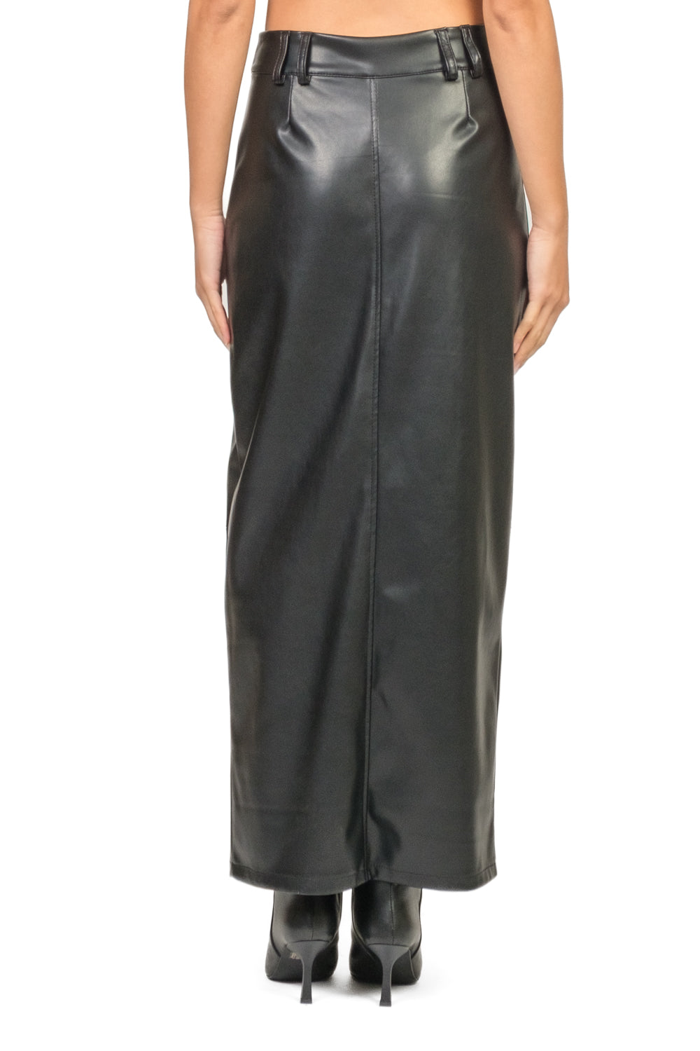 Tensione In - Gonna longuette in ecopelle con spacco frontale Art. 26G1648