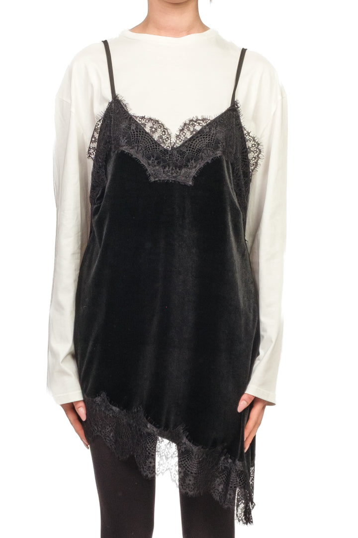 Tensione In - T-shirt con top ciniglia con pizzo Art. FW250102