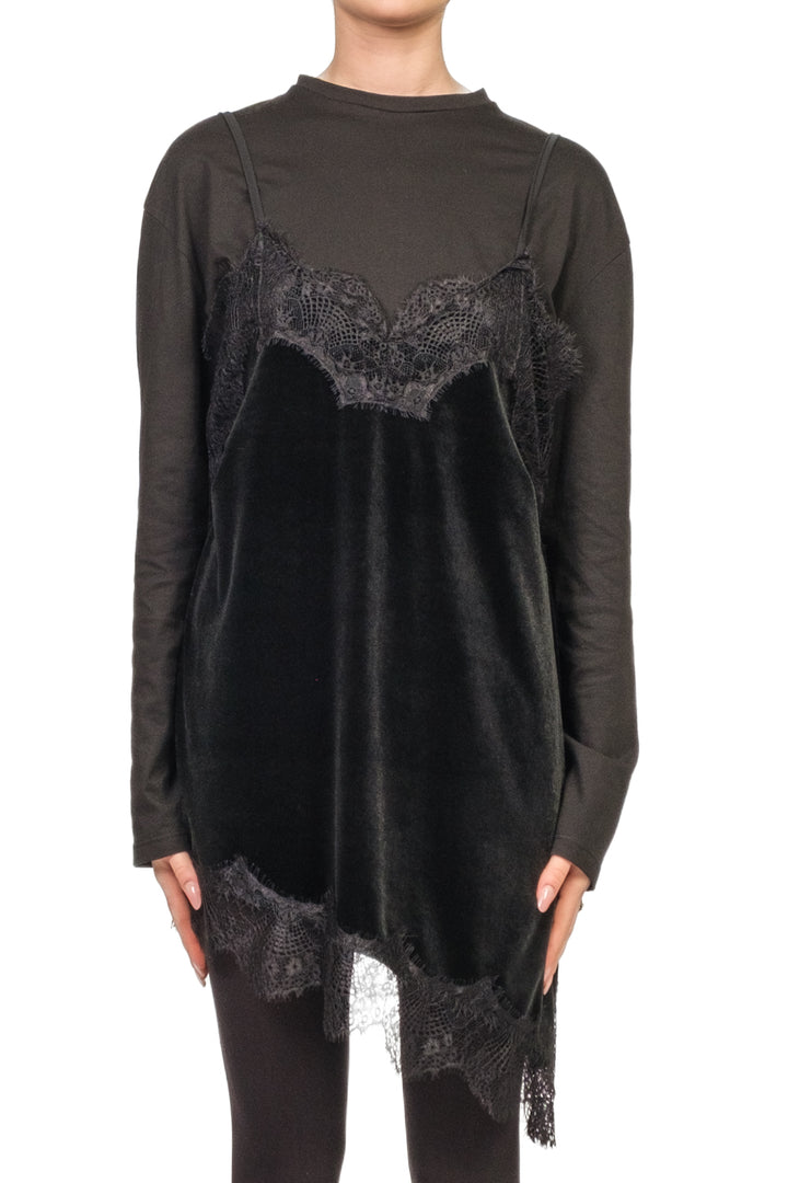 Tensione In - T-shirt con top ciniglia con pizzo Art. FW250102