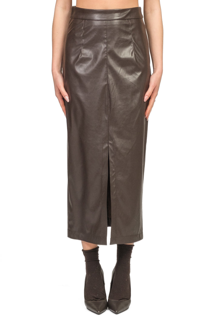Tensione In - Gonna longuette in ecopelle con spacco frontale Art. 26G1648