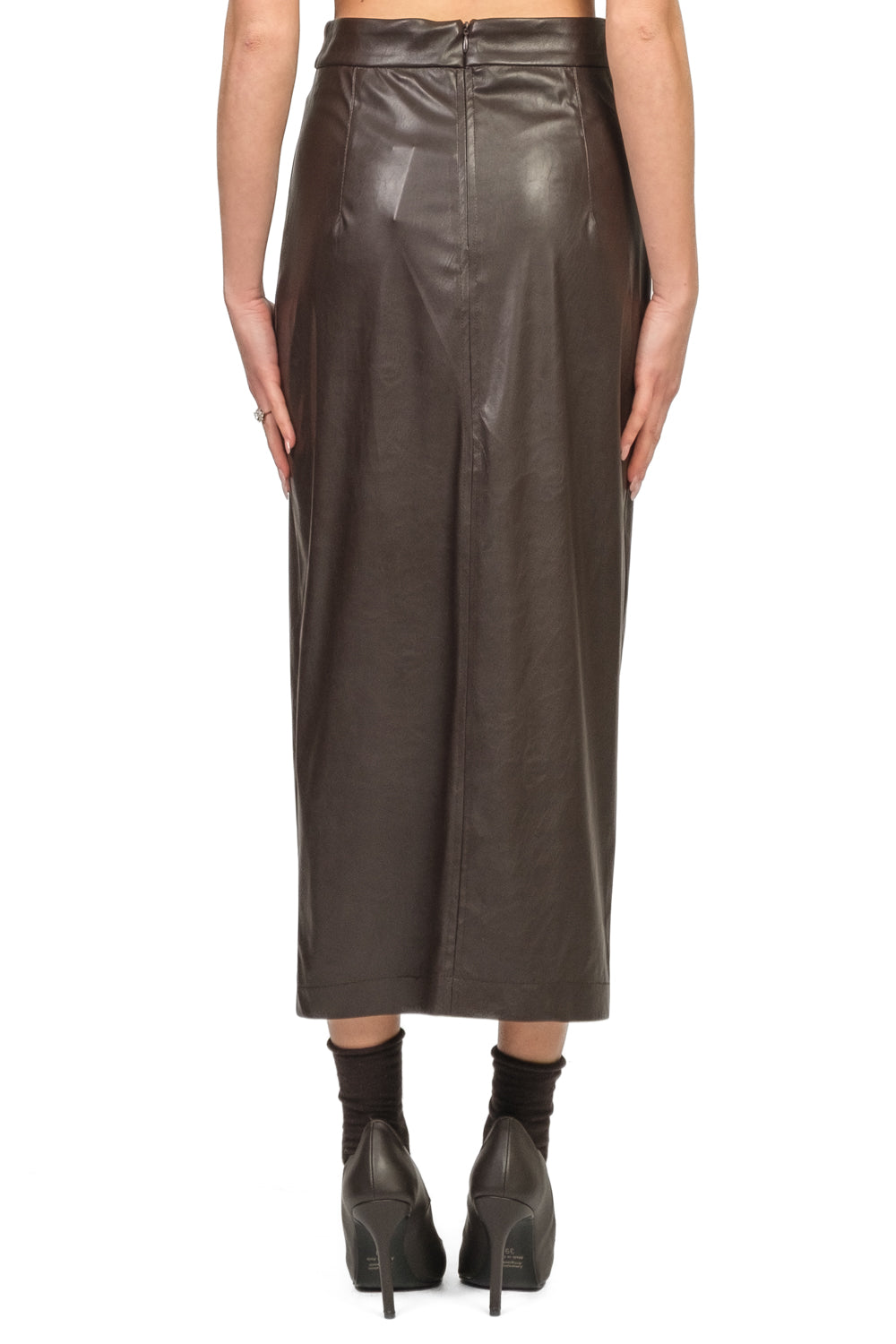 Tensione In - Gonna longuette in ecopelle con spacco frontale Art. 26G1648