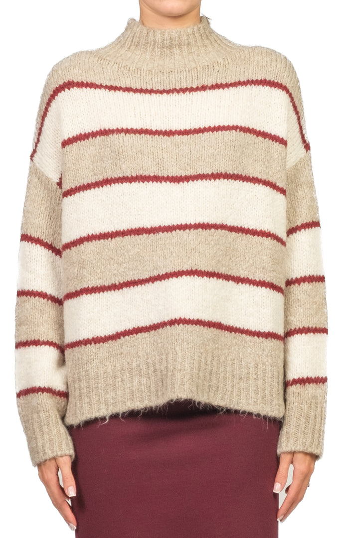 Tensione in - Maglia rigata mezzo collo Art. D82015