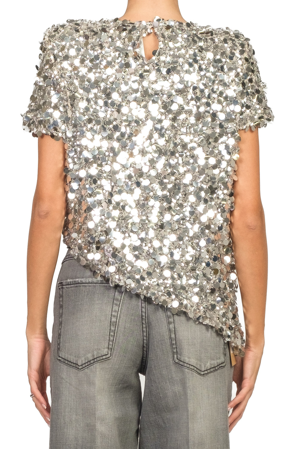 Tensione In - T-shirt asimmetrica con paillettes Art. W25CC00