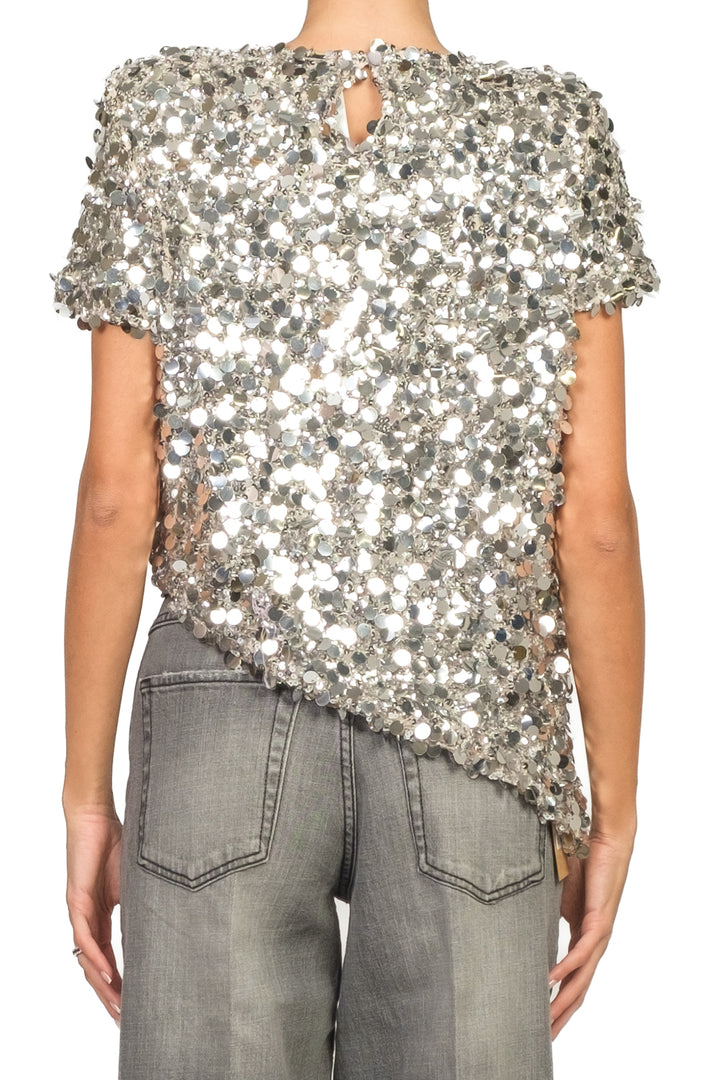 Tensione In - T-shirt asimmetrica con paillettes Art. W25CC00