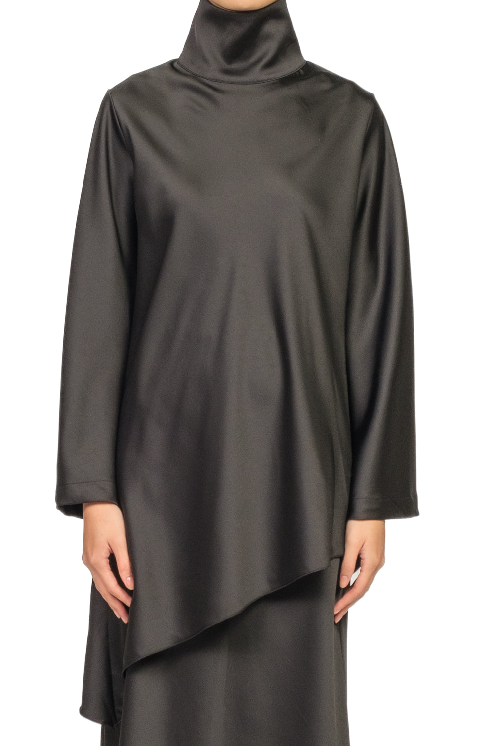 Tensione In - Blusa satin asimmetrica collo alto Art. 38208