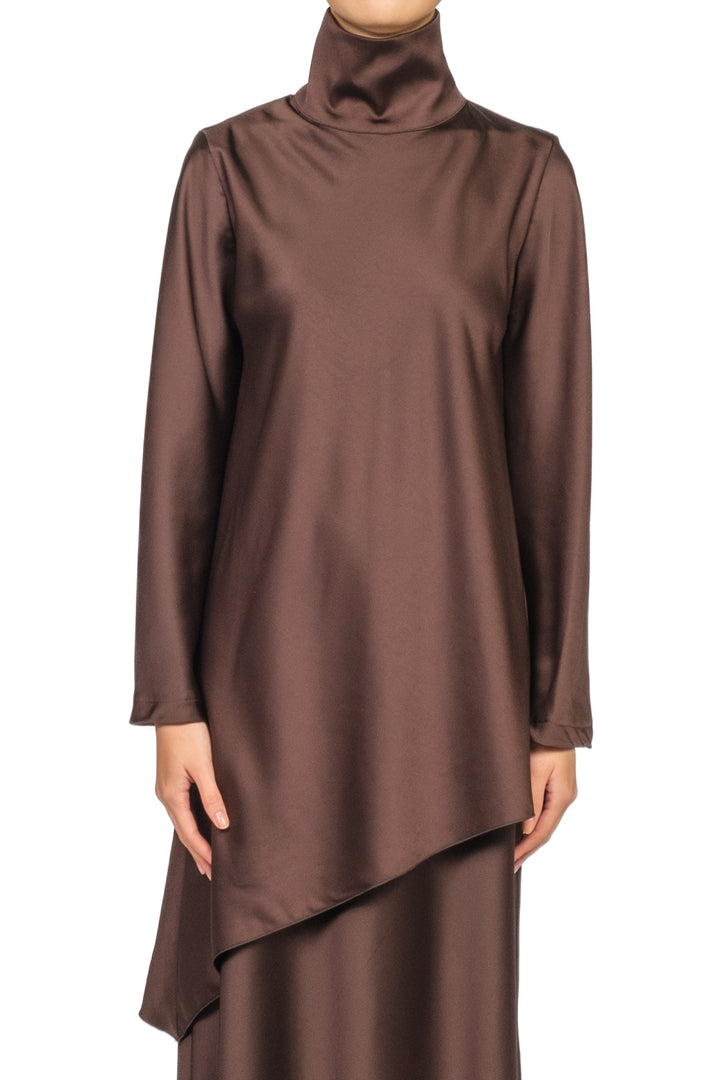 Tensione In - Blusa satin asimmetrica collo alto Art. 38208