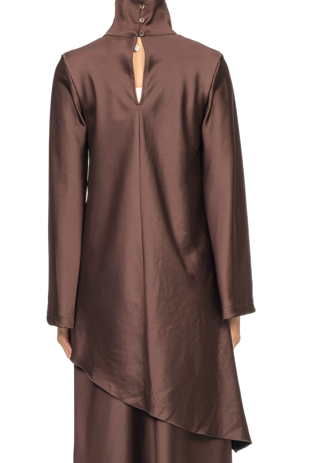 Tensione In - Blusa satin asimmetrica collo alto Art. 38208