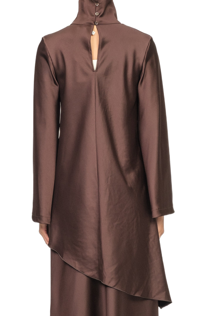 Tensione In - Blusa satin asimmetrica collo alto Art. 38208