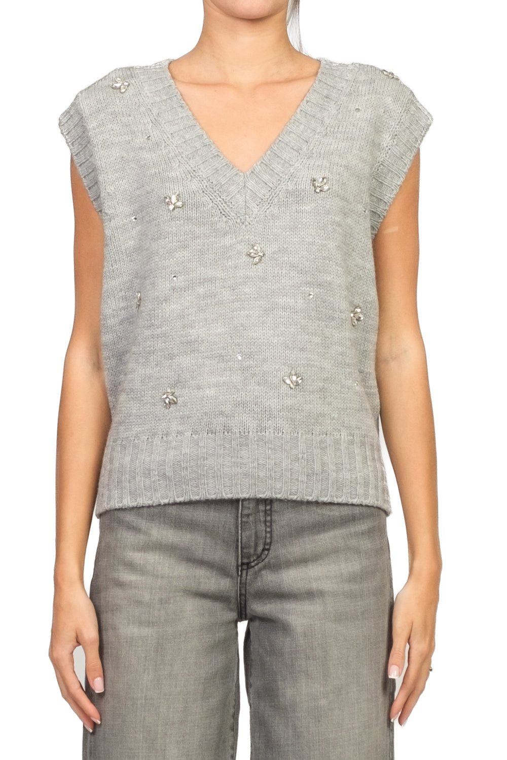 Vicolo - Gilet scollo v applicazioni gioiello Art. 55155F