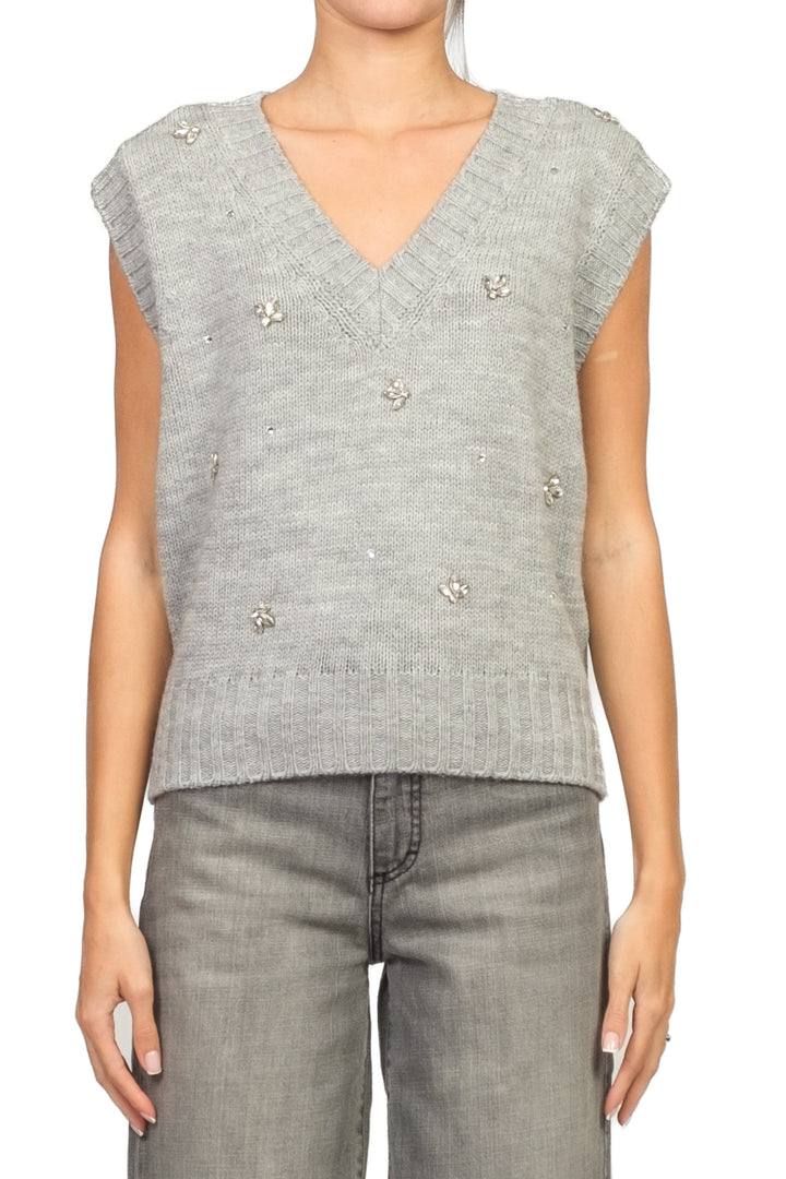 Vicolo - Gilet scollo v applicazioni gioiello Art. 55155F