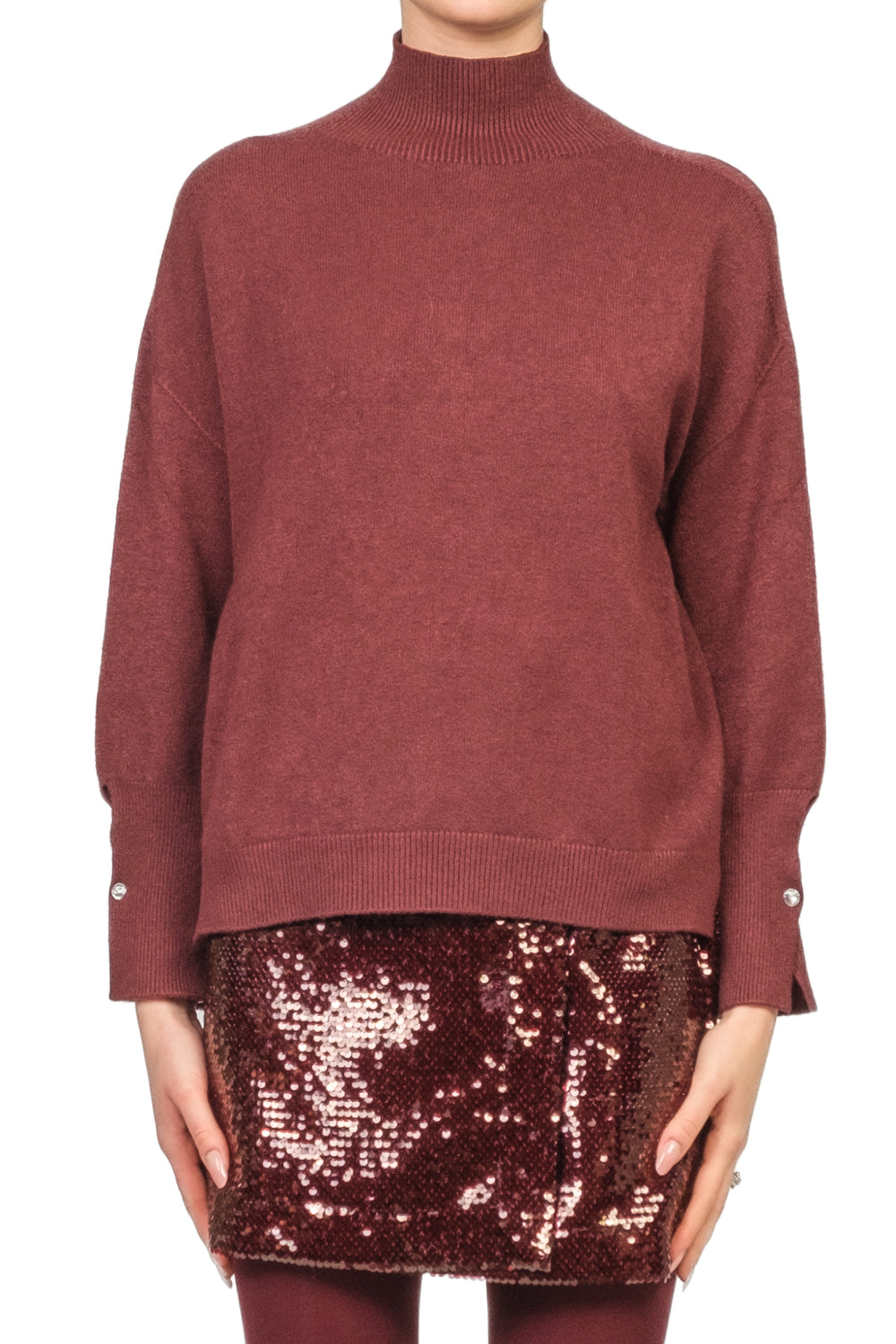 Vicolo - Maglia collo alto bottone gioiello Art. 77379F