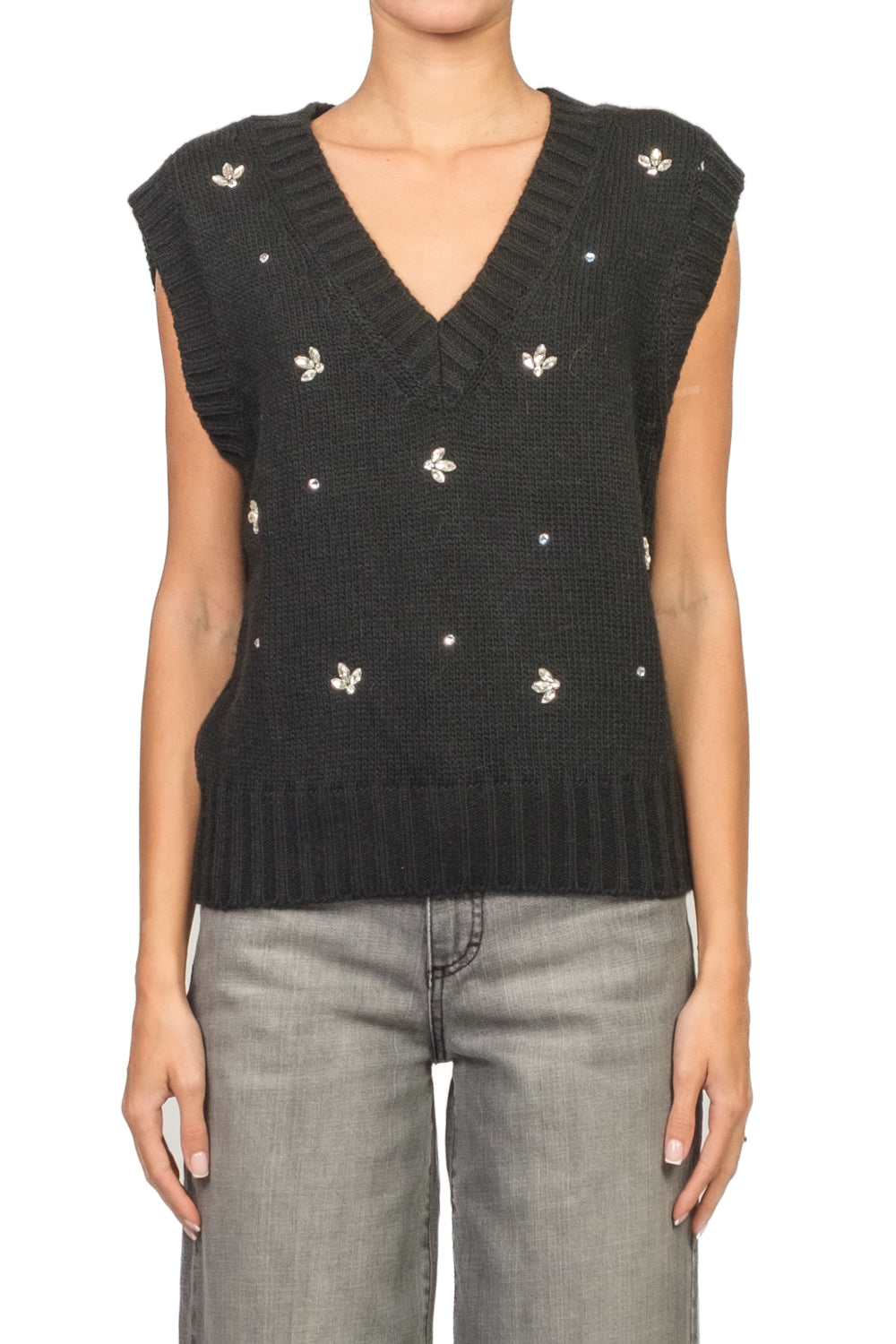 Vicolo - Gilet scollo v applicazioni gioiello Art. 55155F