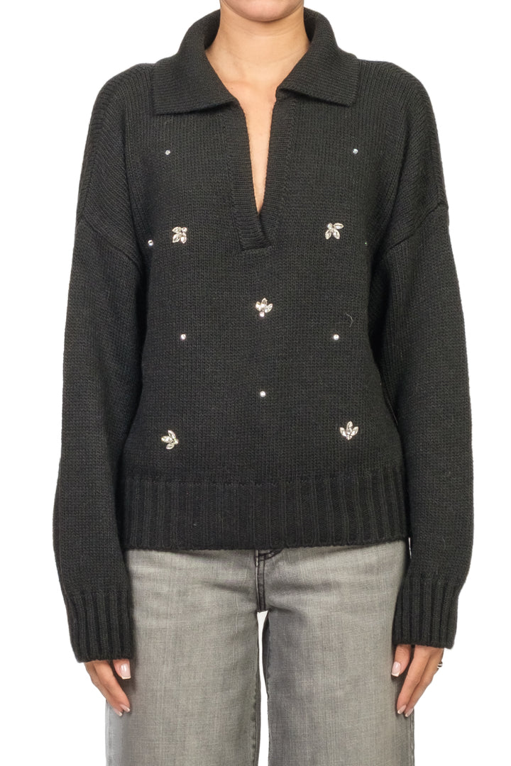 Vicolo - Maglia polo con applicazioni gioiello Art. 55156F