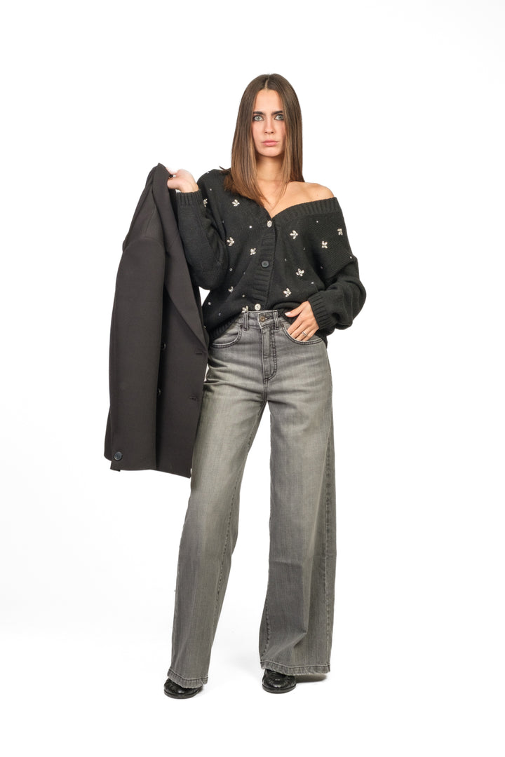 Vicolo - Cardigan scollo v applicazioni gioiello Art. 55153F