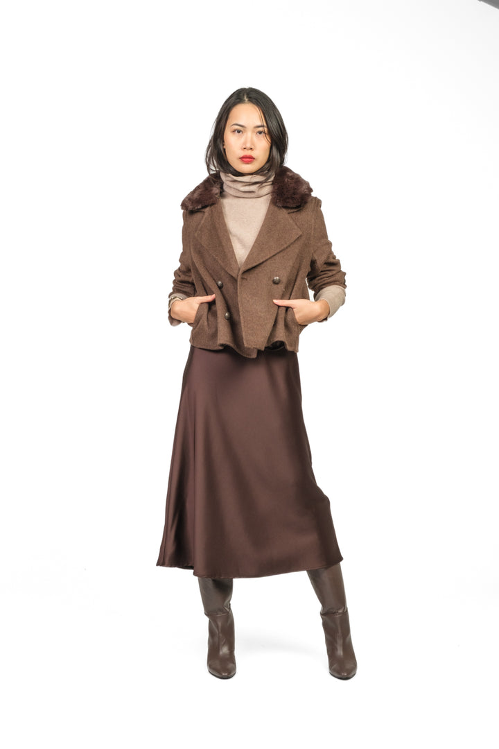 Dixie - Giacca cappotto doppio petto collo pelliccia Art. V698Y038X