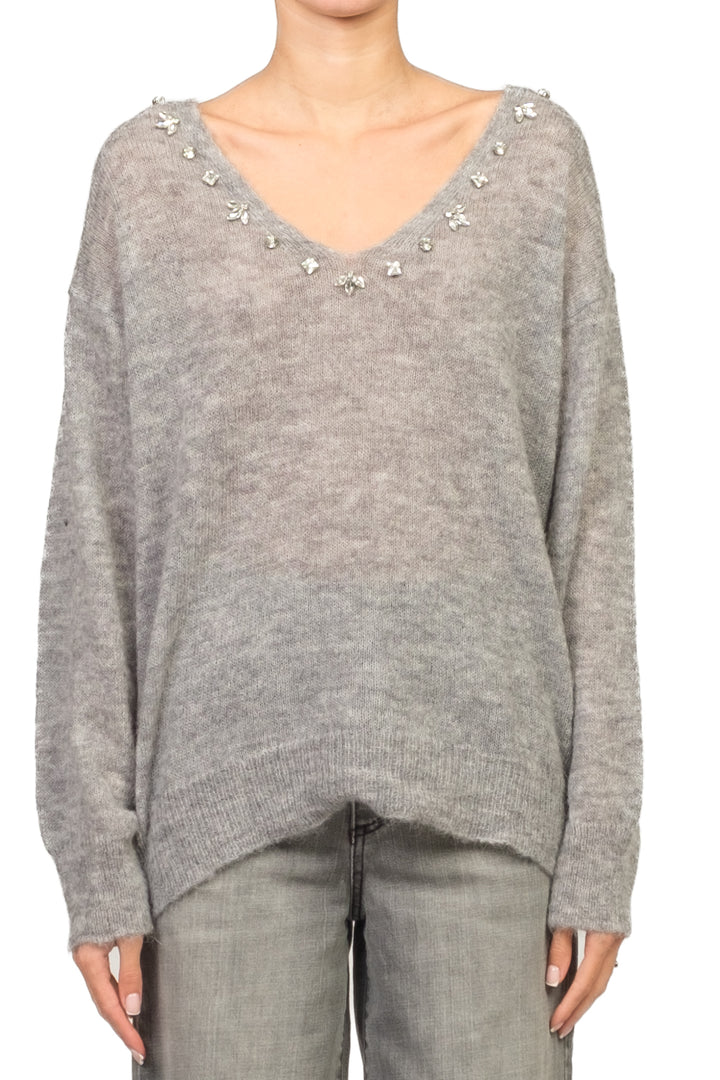 Vicolo - Maglia scollo v applicazioni gioiello Art. 77262F