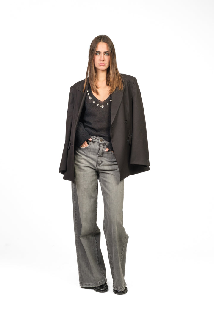 Vicolo - Maglia scollo v applicazioni gioiello Art. 77262F