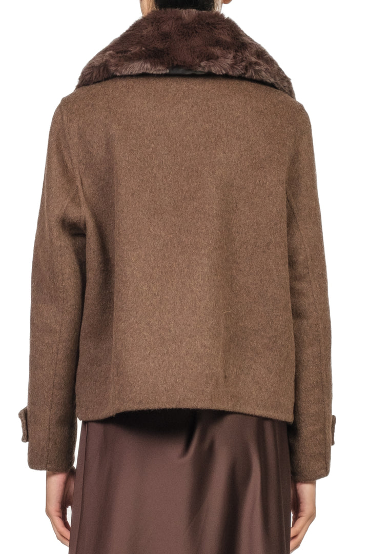 Dixie - Giacca cappotto doppio petto collo pelliccia Art. V698Y038X